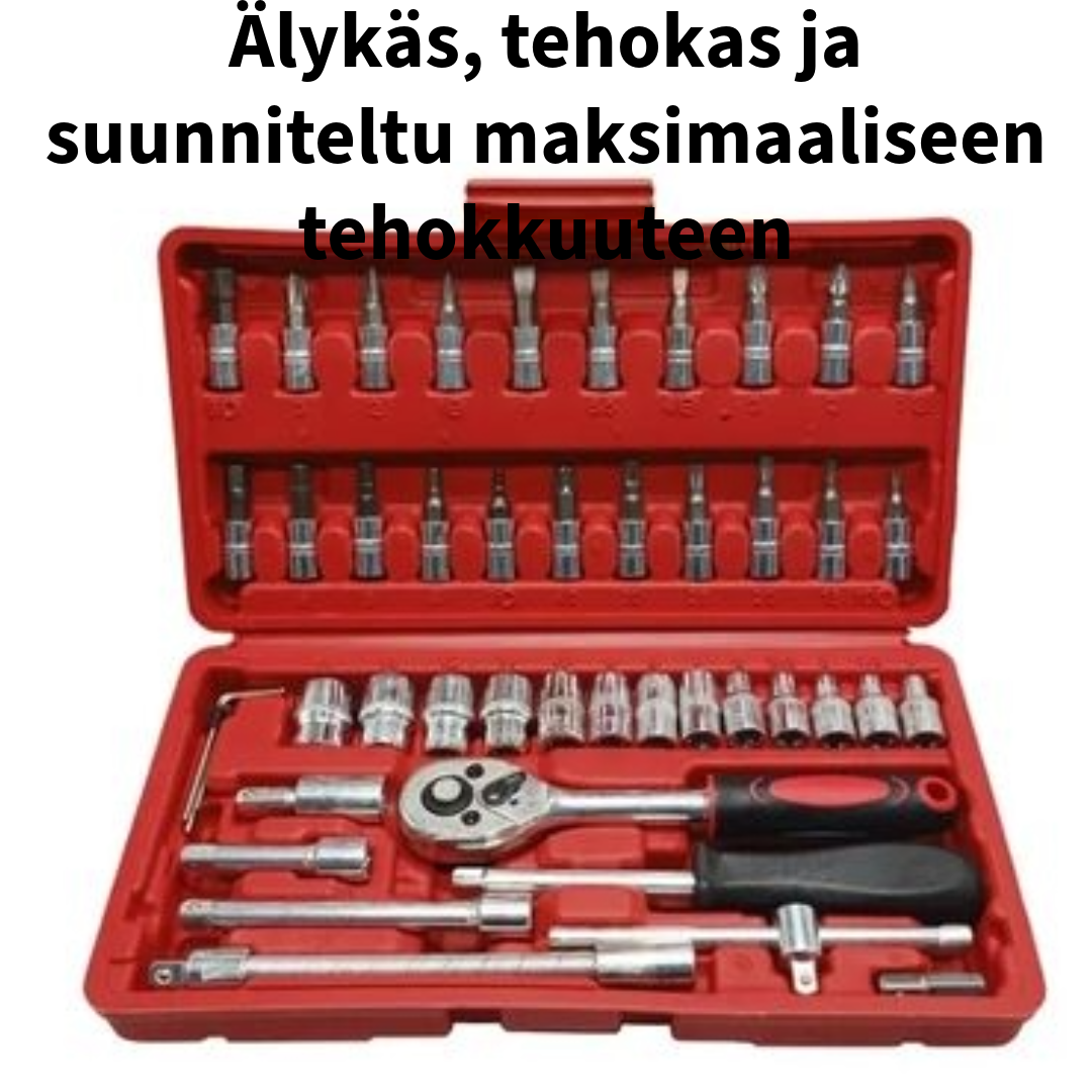 Ammattimainen 46-osainen räikkäavainsarja