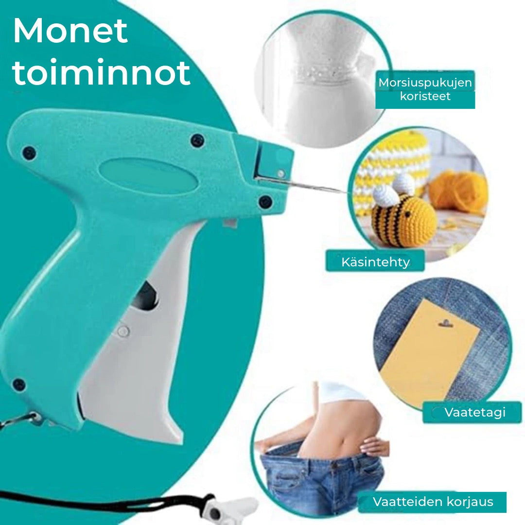 Mikro-ommelpistoolisetti | Nopea & helppo kiinnitys ilman neulaa tai lankaa