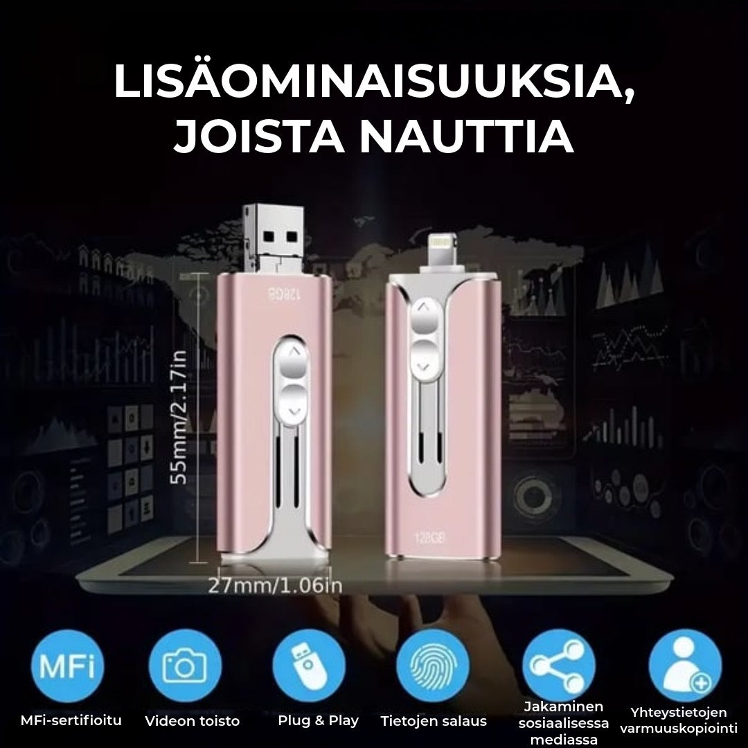Ammattilaisen Flash-asema USB-C-sovittimella