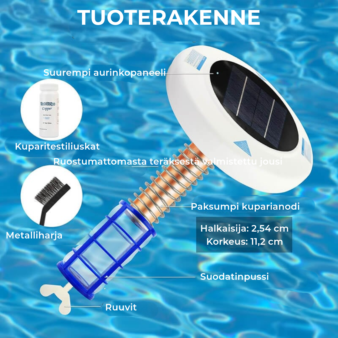 Aurinkoenergia uima-allas ionisaattori